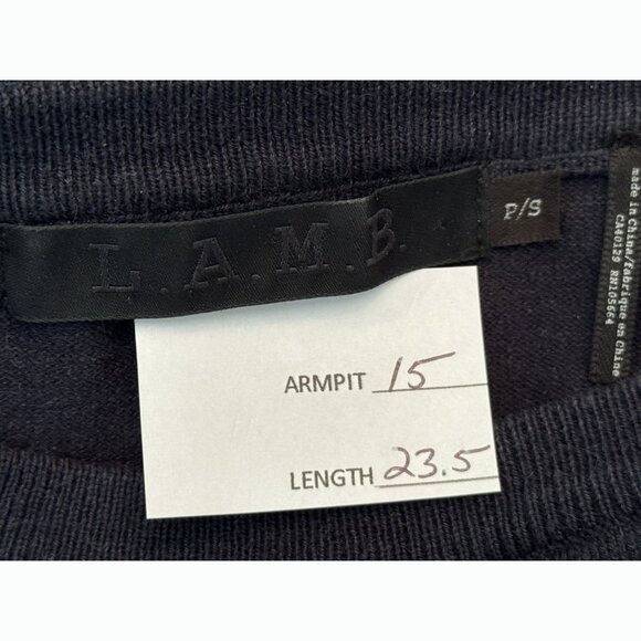 L.A.M.B Gwen Stefani Women  Wool Blend Sweater Small Petite Navy Blue Zip Sides - Picture 2 of 7